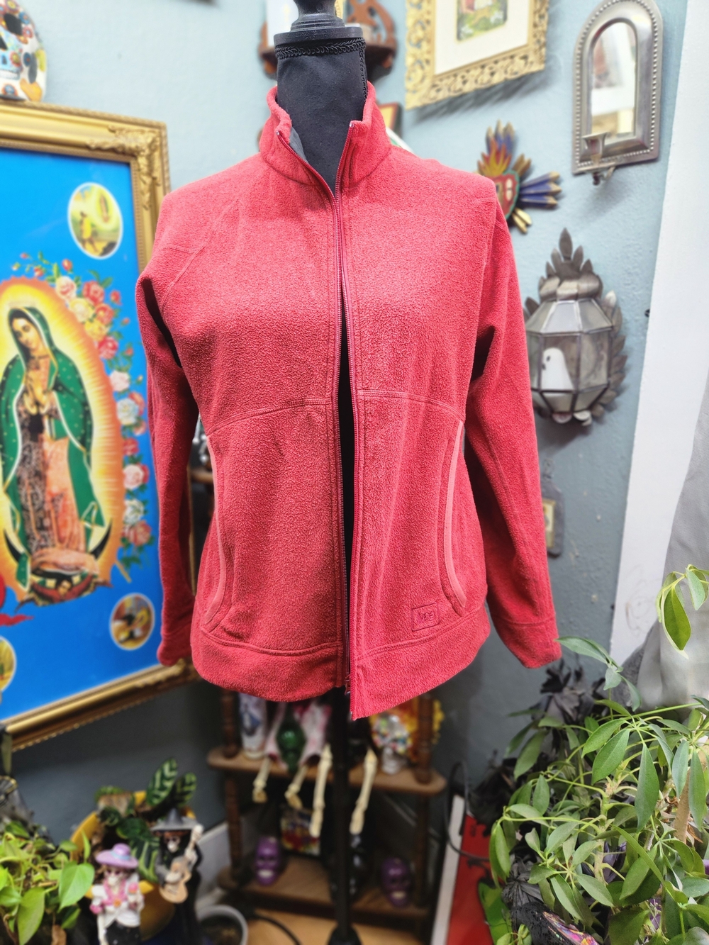 REI Red Teddy Fleece Zip Jacket